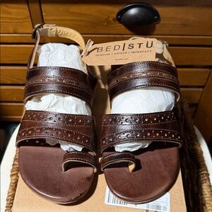 BED|STU Rosalyn Dark Brown Leather Sandals Sz 10 BNIB